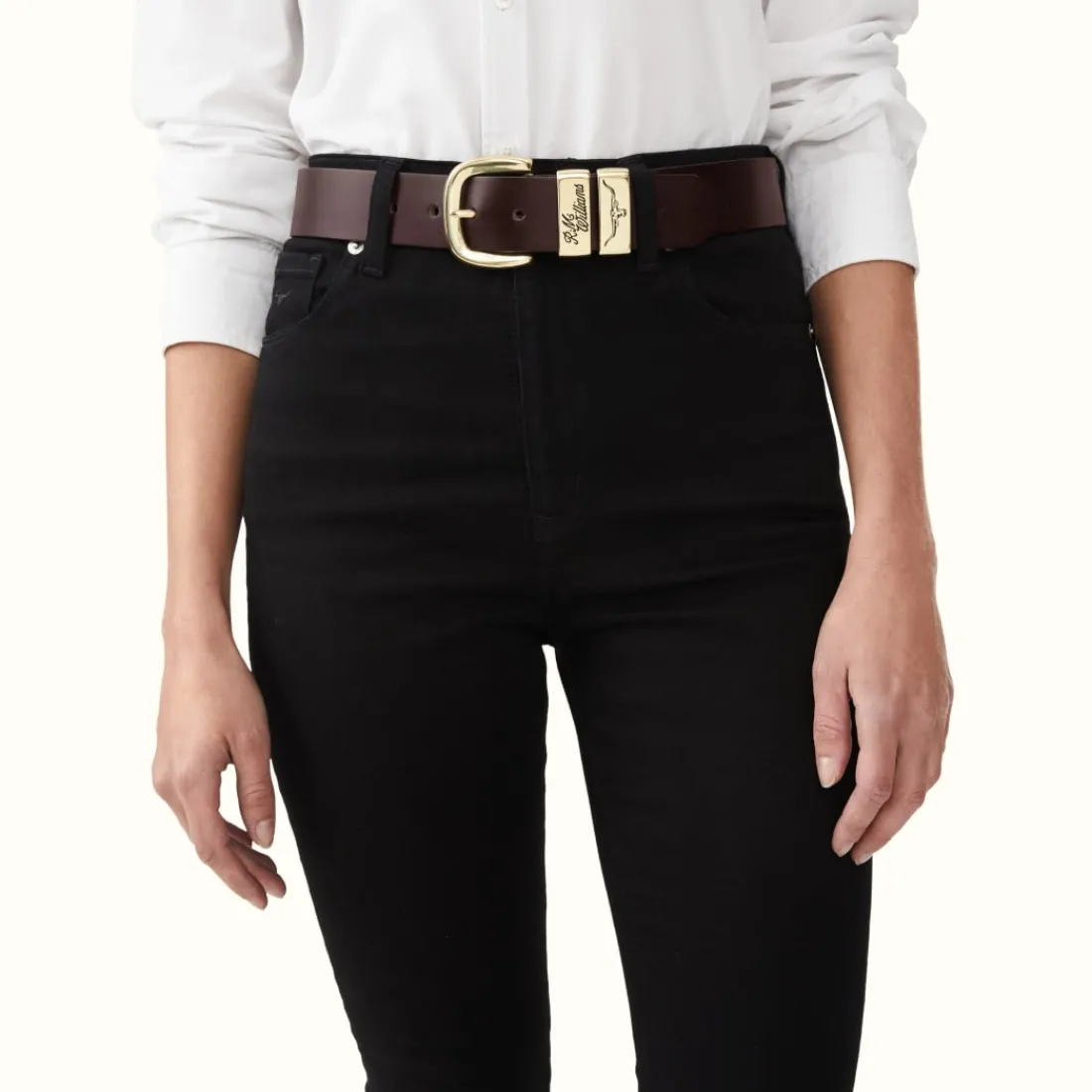 Women R.M. Williams 1 1/2" 3 Piece Solid Hide Belt