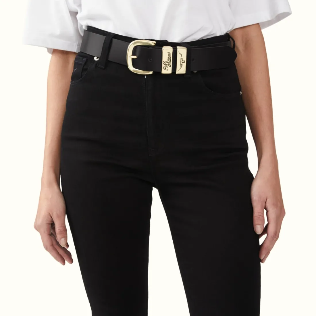 Women R.M. Williams 1 1/2" 3 Piece Solid Hide Belt