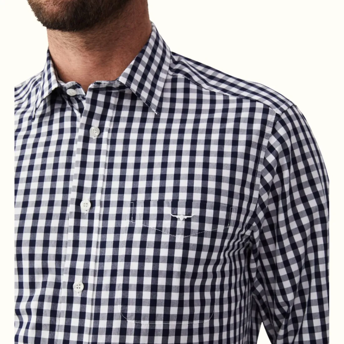 Men R.M. Williams Collins Shirt Navy White