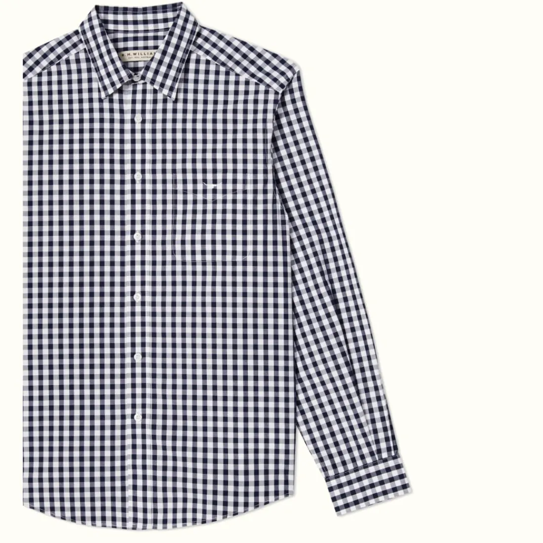 Men R.M. Williams Collins Shirt Navy White