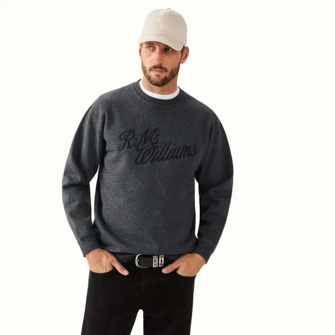 Men R.M. Williams R.M.W Script Crew Neck